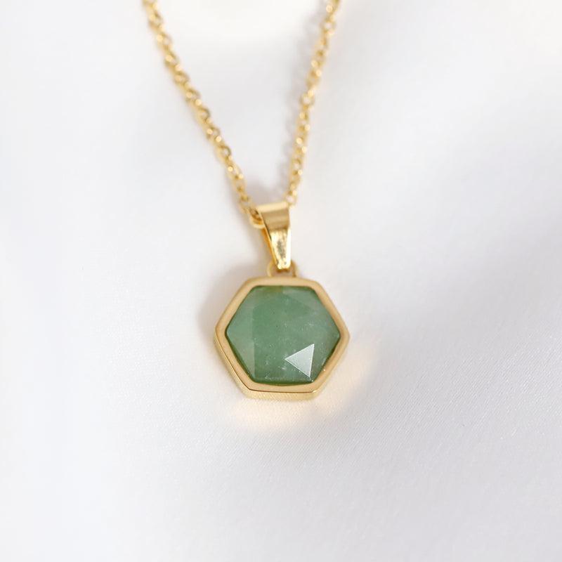 18 Karat vergoldete Aventurin-Halskette