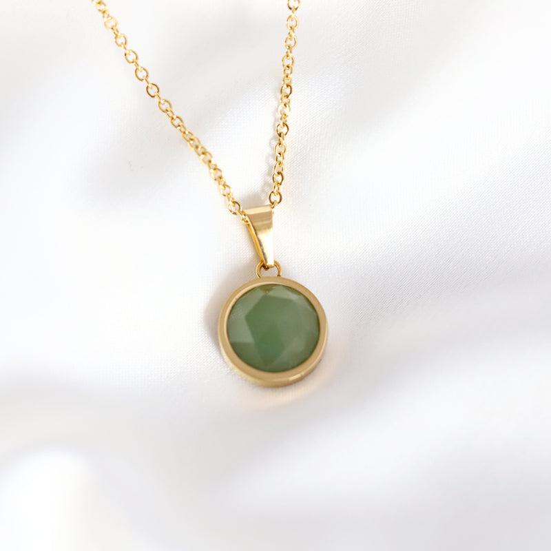 18 Karat vergoldete Aventurin-Halskette