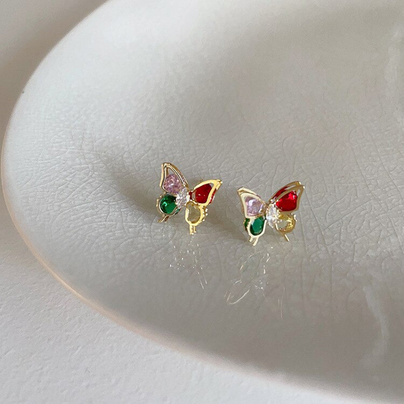 Wunderliche Mini Schmetterling Strass Ohrstecker