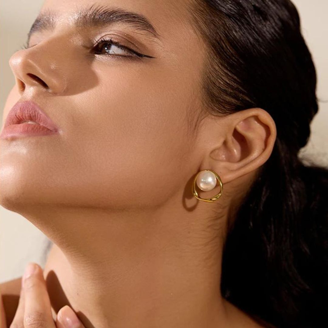 Perlen Runde Hohl Ohrringe