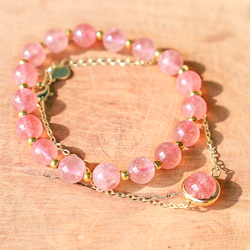 Carmiora Sun Stone Erdbeerquarz Kristall Positives Armband