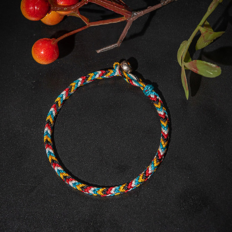 Carmiora Tibet handgefertigtes fünffarbiges Fadenschutz-Geflecht-Schnur-Armband