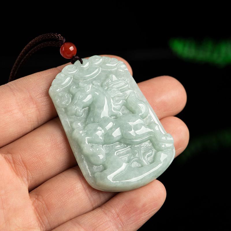Carmiora natürliche Jade 12 chinesische Sternzeichen Fülle Amulett Anhänger Halskette