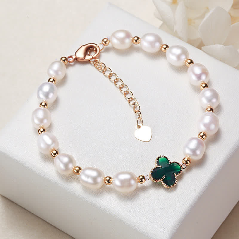 Carmiora Pearl Vierblättriges Kleeblatt-Reichtumskettenarmband