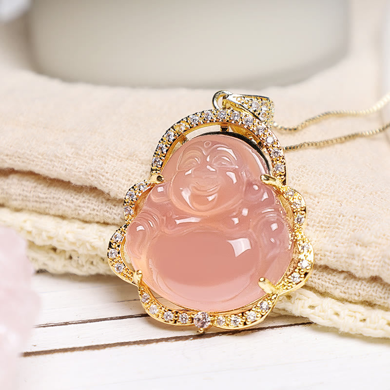 Carmiora Glücksbringer-Halskette mit lachendem Buddha