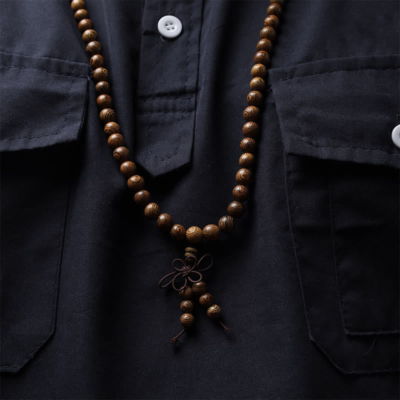 Carmiora 108 Mala Perlen Armband Gebet Meditation Sandelholz Elastisch