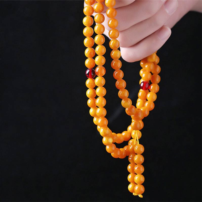 Carmiora 108 Perlen Bernstein Mala Balance Armband