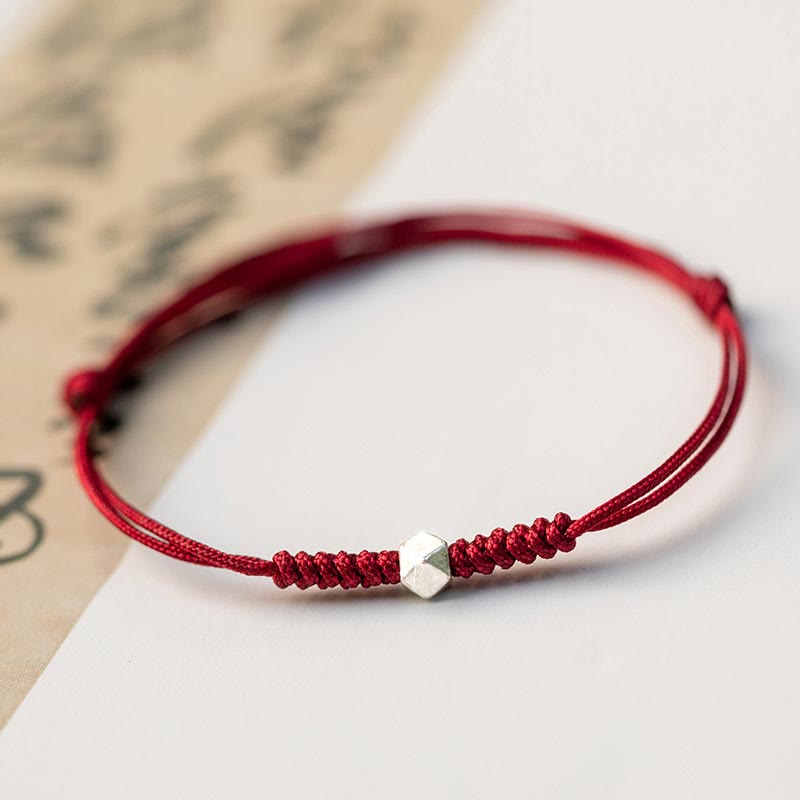 Carmiora 925 Sterling Silber Glücksperlenschutz Rote Schnur Geflochtenes Armband