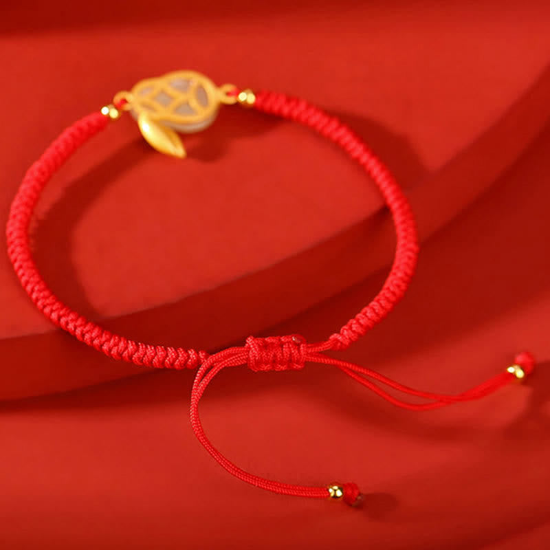 Carmiora 925 Sterling Silber Jahr des Kaninchens Hetian White Jade Luck Red String Protection Armband