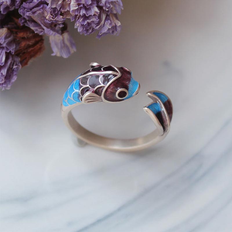 Carmiora Koi Fisch Weißer Kupfer Balance Ring