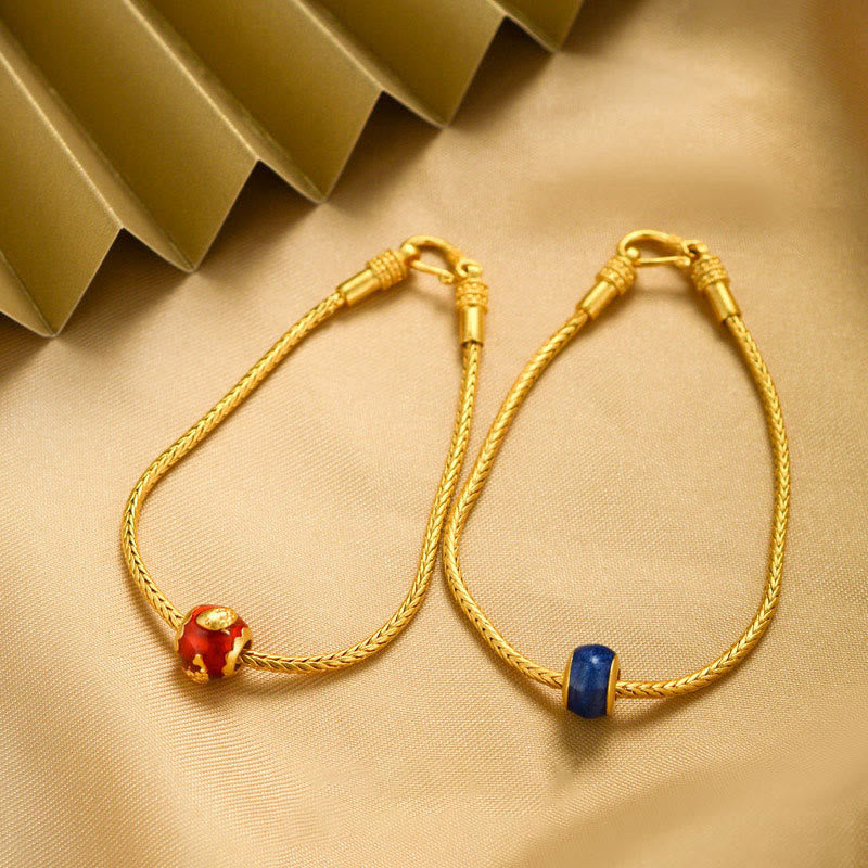 Carmiora Tibetisches 18K Gold Om Mani Padme Hum Lucky Koi Fish Fu Charakter Barren Kupfermünze Friedensarmband