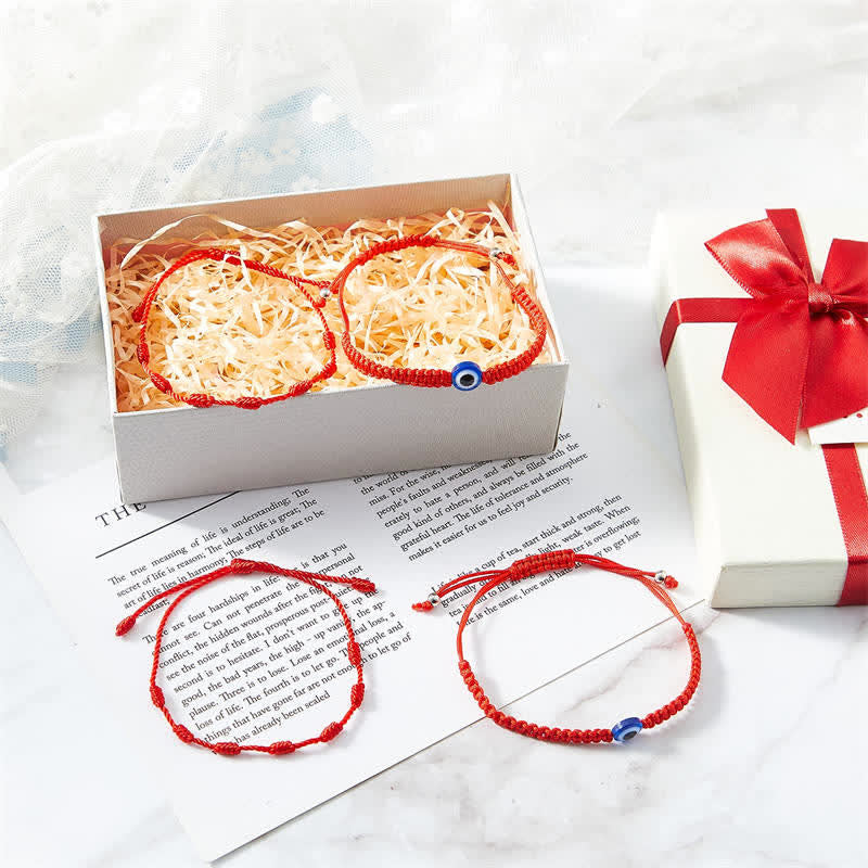 Carmiora 4-teiliges Evil Eye Seven Knot Red String Schutzarmband