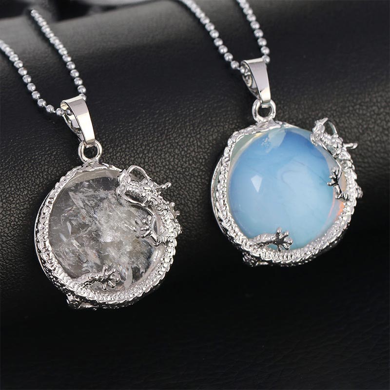 Carmiora Chinesischer Drache Naturquarz Kristall Heilung Energie Halskette Anhänger