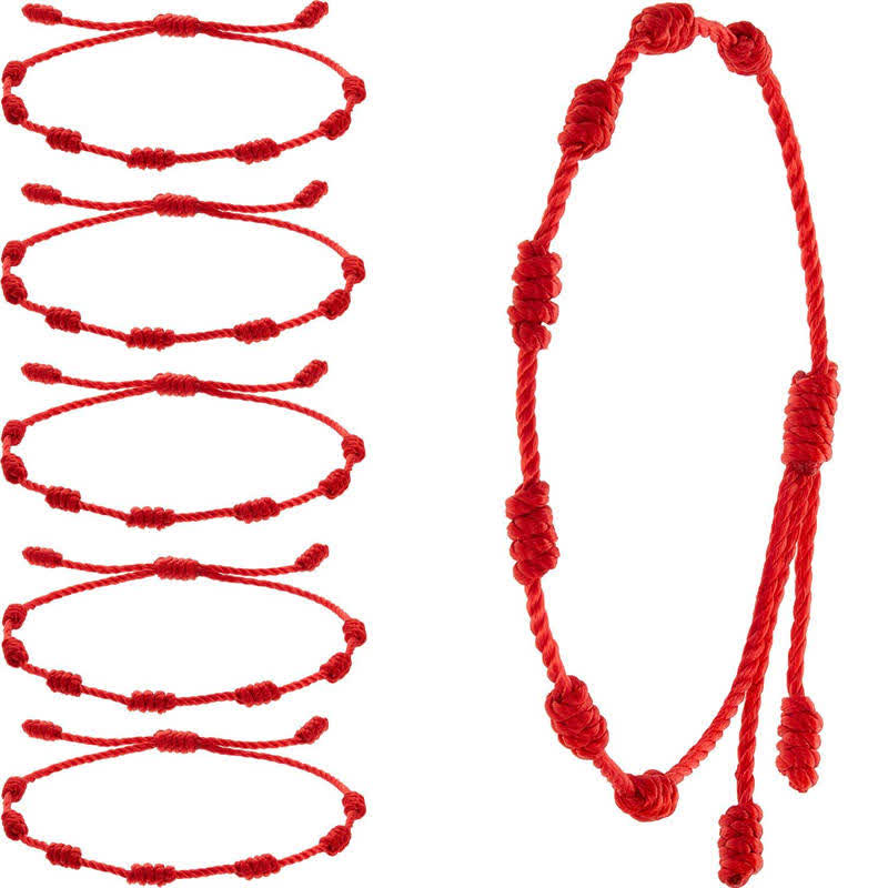 Carmiora 4-teiliges Evil Eye Seven Knot Red String Schutzarmband
