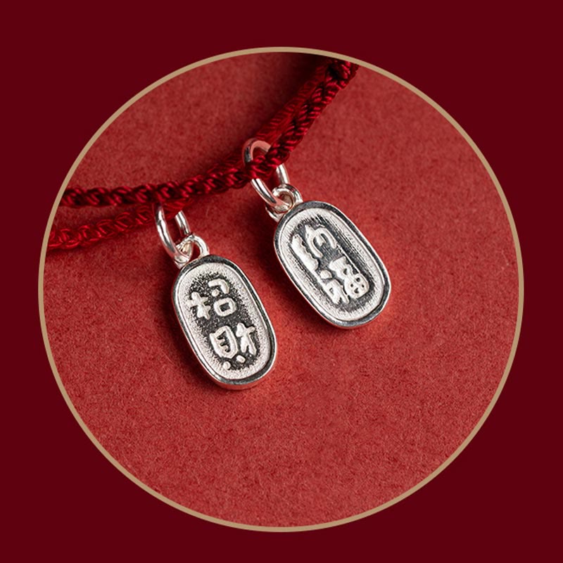 Carmiora Armband aus 925er-Sterlingsilber, Glück, Glück, Frieden, Freude, Lotus, Frieden, Schnalle, rote Schnur