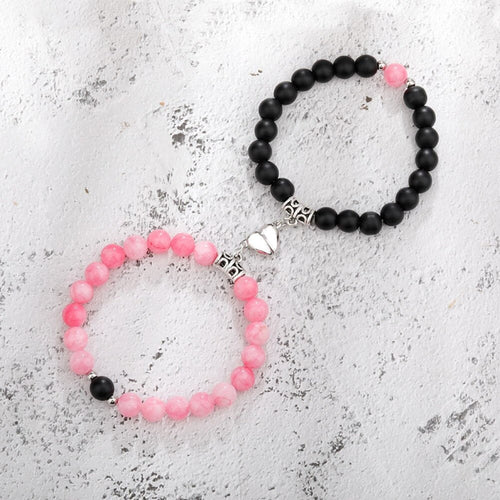 2 Stück Romantische, herzförmige Magnet-Paar-Armbänder