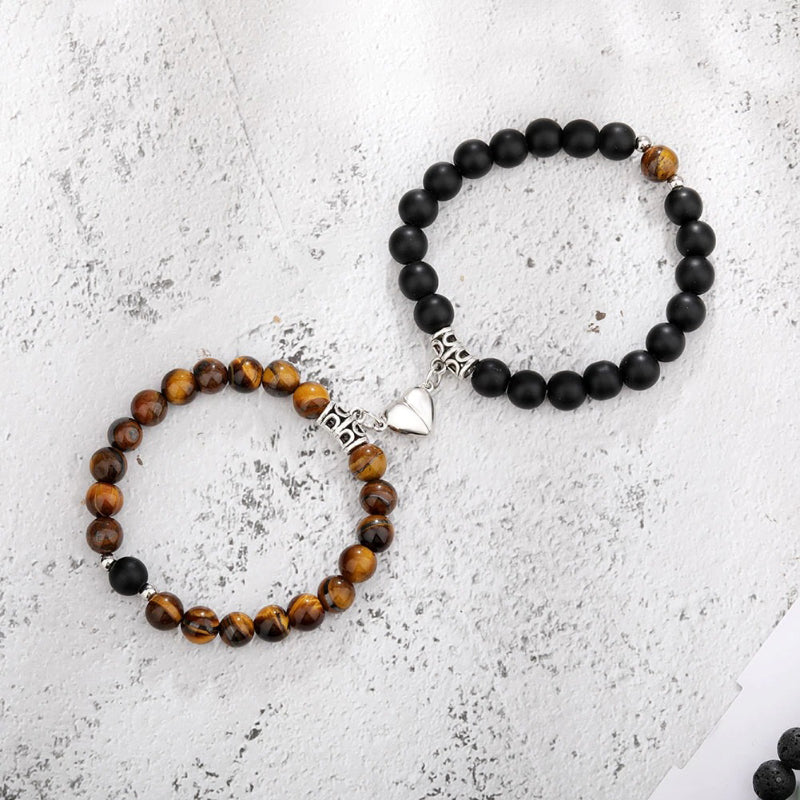 2 Stück Romantische, herzförmige Magnet-Paar-Armbänder