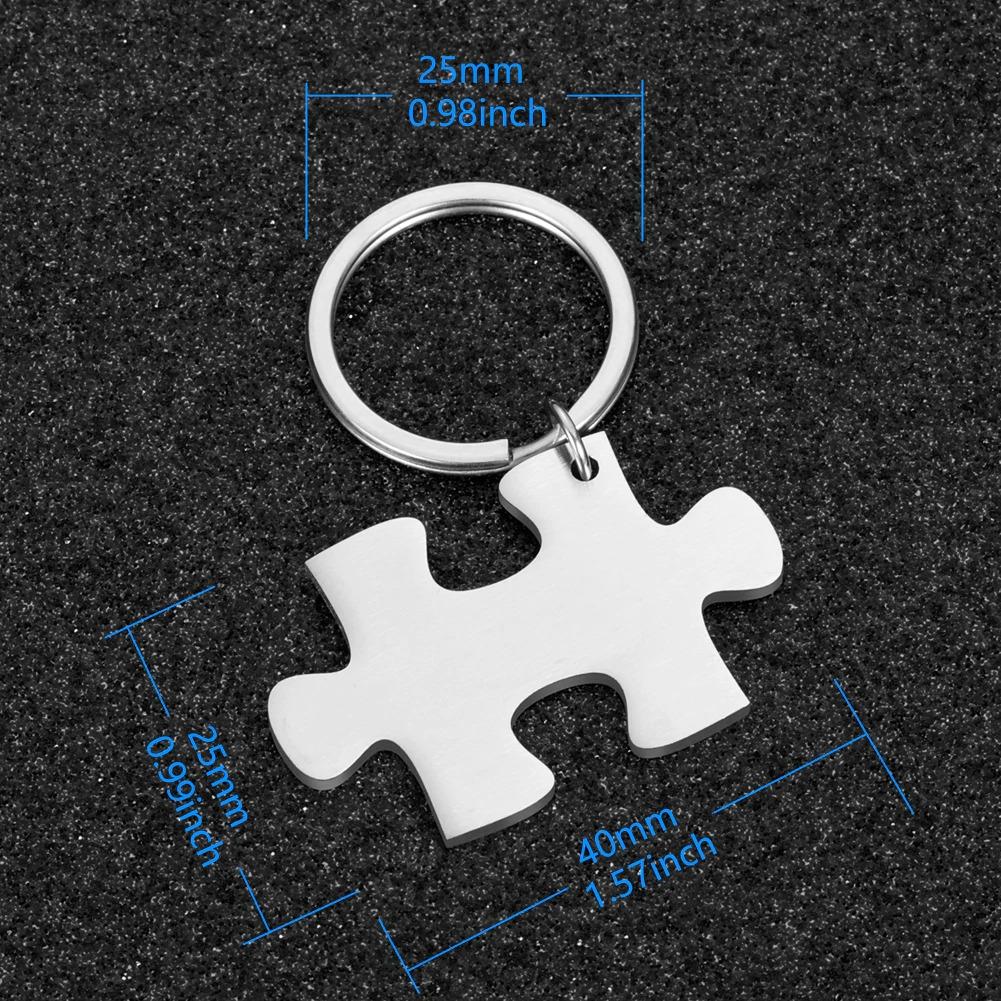 2-teiliger personalisierter Puzzle-Schlüsselanhänger mit Initialen und Jahrestagsdatum für Paare