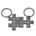 2-teiliger personalisierter Puzzle-Schlüsselanhänger mit Initialen und Jahrestagsdatum für Paare