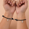 Paararmbänder - Passender Bärenanhänger, schwarze Kordel, verstellbar, Unisex