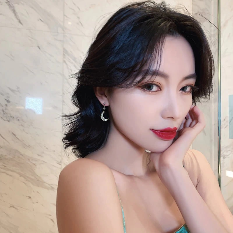 Trendy Mystische Mond und Polaris Stern Ohrhänger