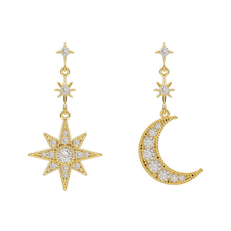 Trendy Mystische Mond und Polaris Stern Ohrhänger