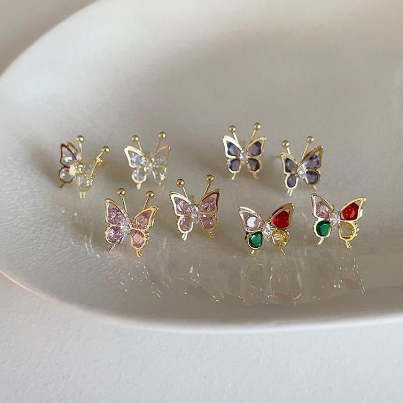 Wunderliche Mini Schmetterling Strass Ohrstecker