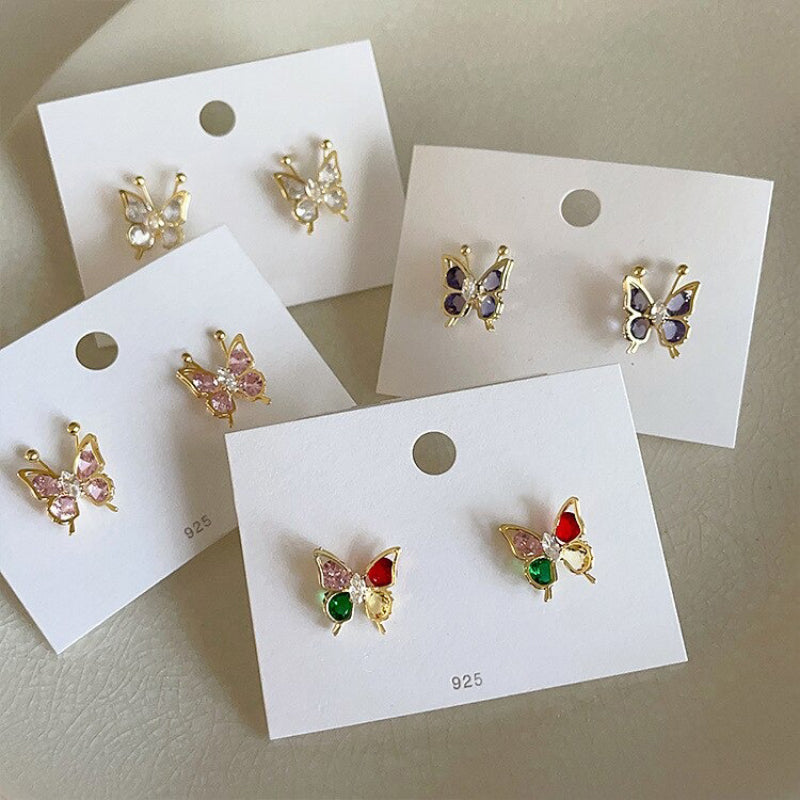 Wunderliche Mini Schmetterling Strass Ohrstecker