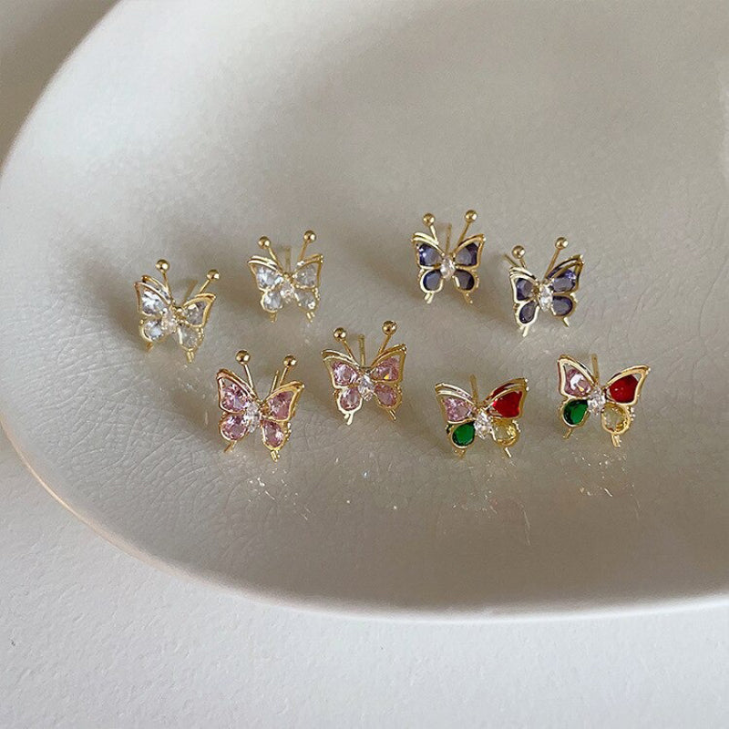 Wunderliche Mini Schmetterling Strass Ohrstecker