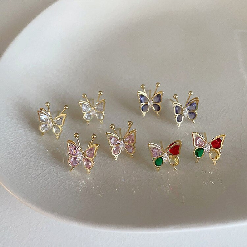 Wunderliche Mini Schmetterling Strass Ohrstecker