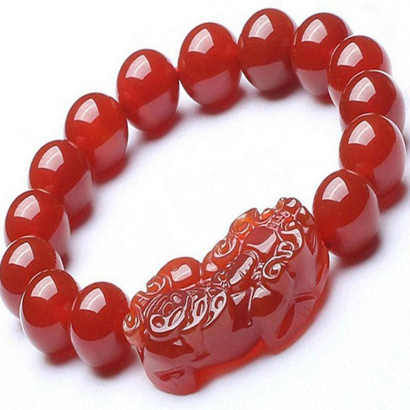 Carmiora Roter Achat Lucky Pixiu Reichtum Glücksarmband