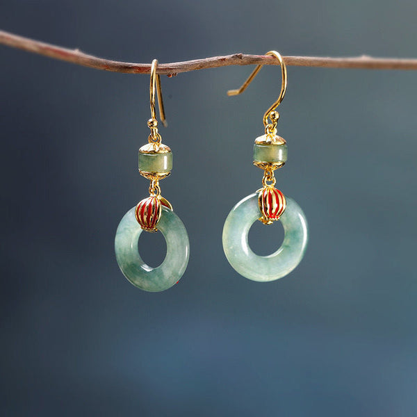 Carmiora Cyan Jade Laterne Kupfer Glück Tropfen Ohrringe