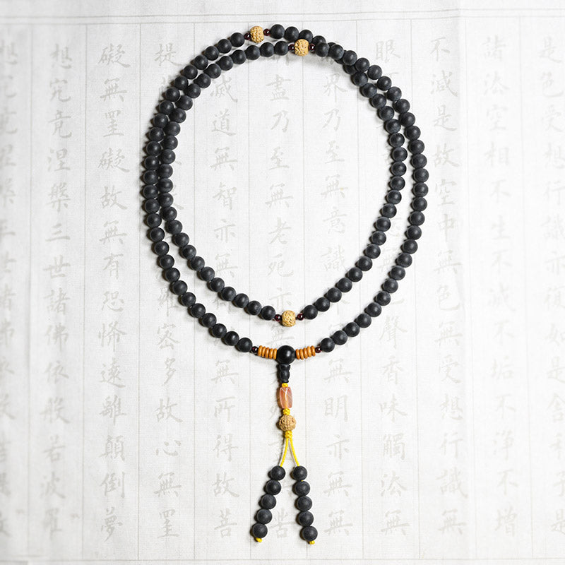 Carmiora tibetisches Mala-Zypressen-Bodhi-Samen-Heilarmband aus rotem Achat