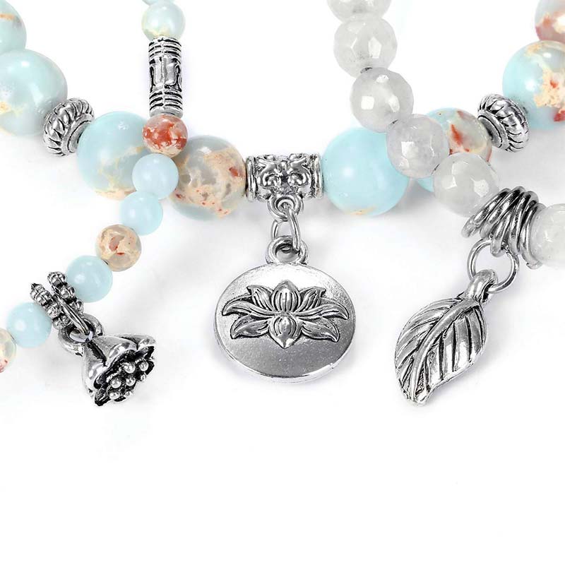 Carmiora 3PCS natürliches Quarzkristall-Perlen-Heilenergie-Lotus-Armband