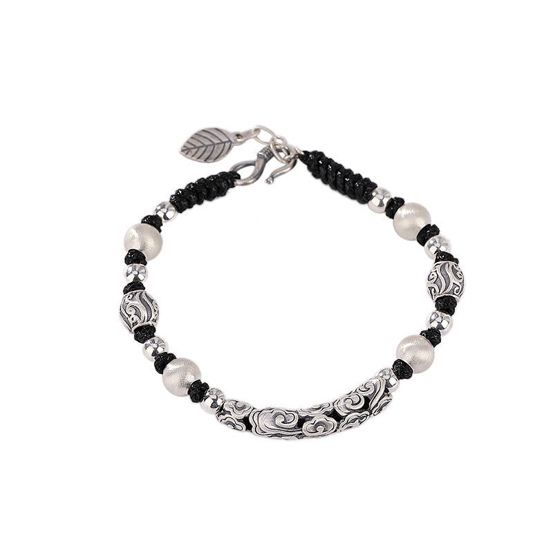Carmiora Tibet handgefertigtes Kupfer 999 Sterling Silber Glückswolken-Reichtum-Schnur-Armband