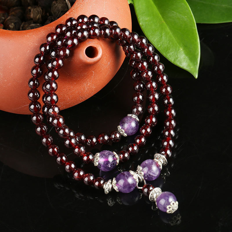 Carmiora Natürliches Granat-Amethyst-Schutzarmband