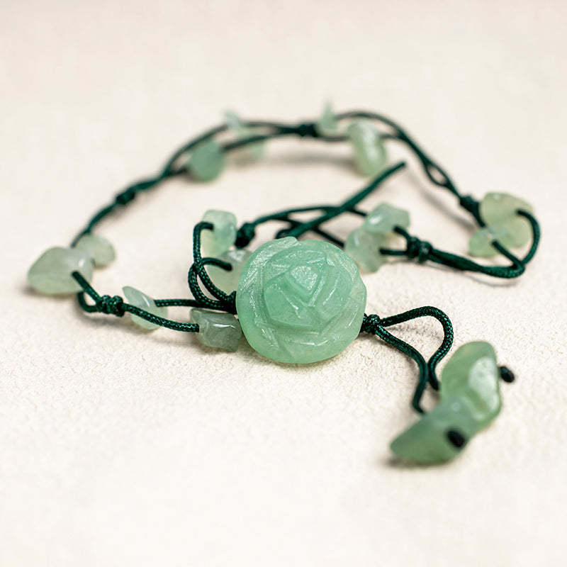 Carmiora Amethyst Pink Crystal Green Aventurine Rose Inner Peace Healing Fußkettchen