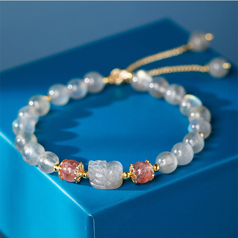 Carmiora Aquamarin Erdbeerquarz Amethyst Mondstein PiXiu Heilarmband