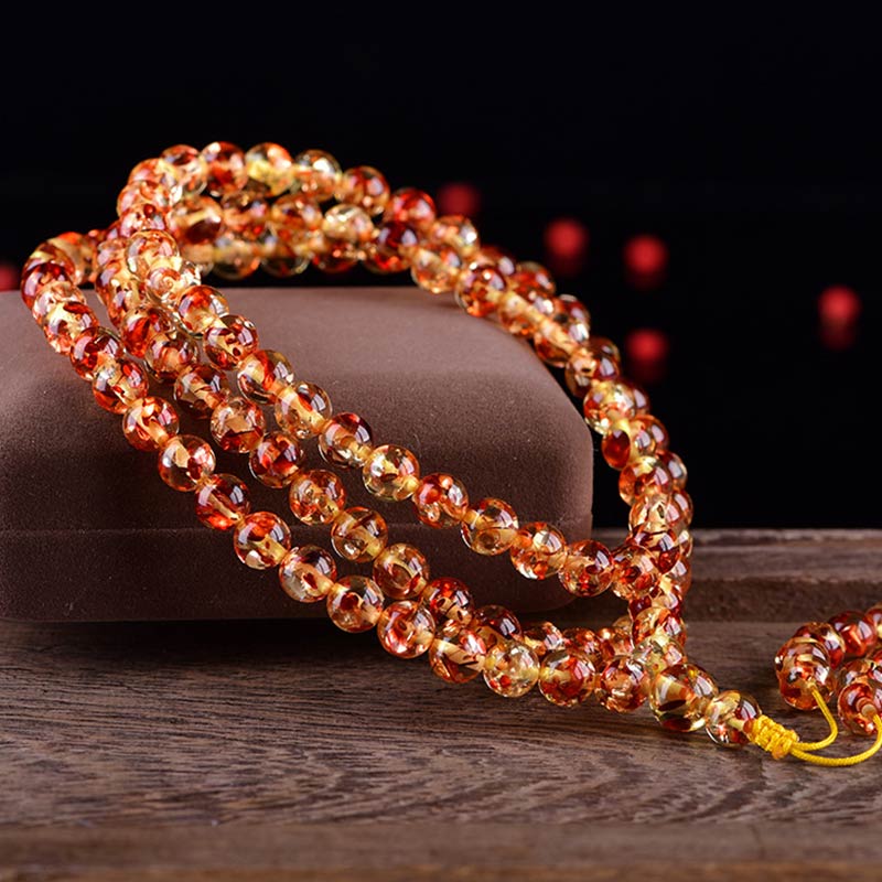 Carmiora 108 Perlen Bernstein Mala Balance Armband