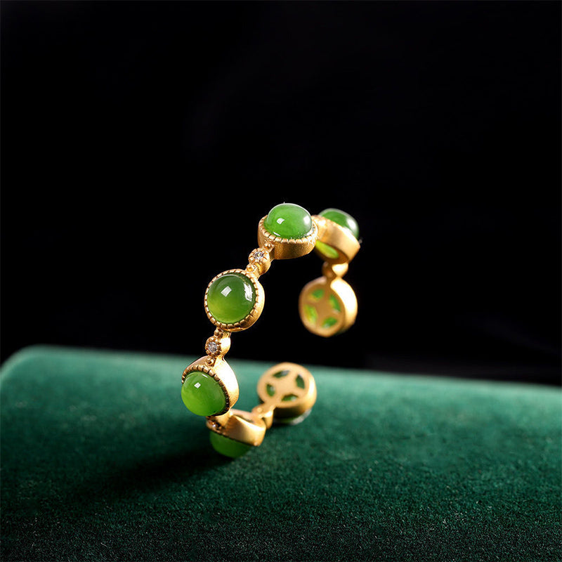 Carmiora Cyan Jade Healing Calm Verstellbarer Ring