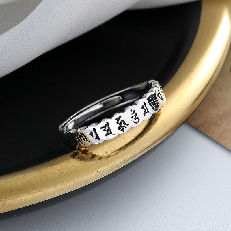 Carmiora Ring aus 925er-Sterlingsilber mit sechs wahren Worten und ruhiger Weisheit