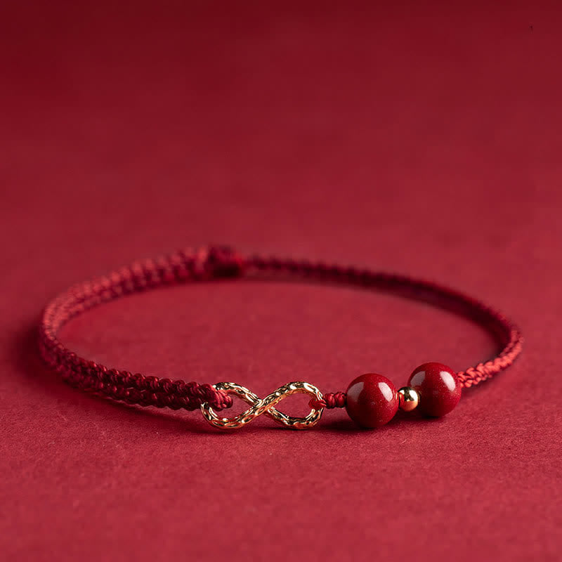Carmiora Cinnabar Blessing Red String 14K Gold Infinity Symbol Armband Fußkettchen