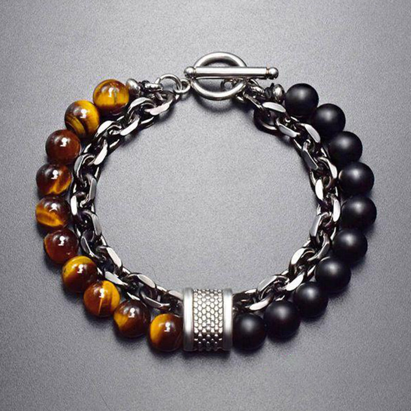 Carmiora Natürliches Tigerauge-Lazurit-Schutzarmband