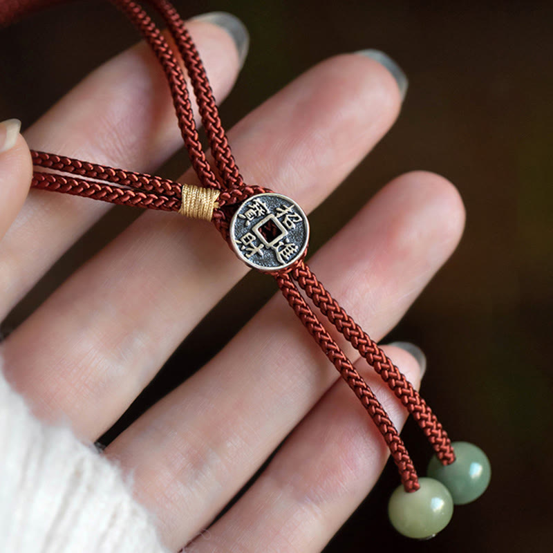 Carmiora 925 Sterling Silber handgefertigtes chinesisches Sternzeichen Natal Buddha Cyan Bodhi Samenschutz geflochtenes rotes Schnurarmband