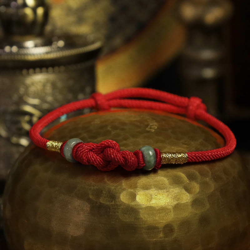 Carmiora Red String Jade Glück Glücksknoten geflochtenes Paararmband