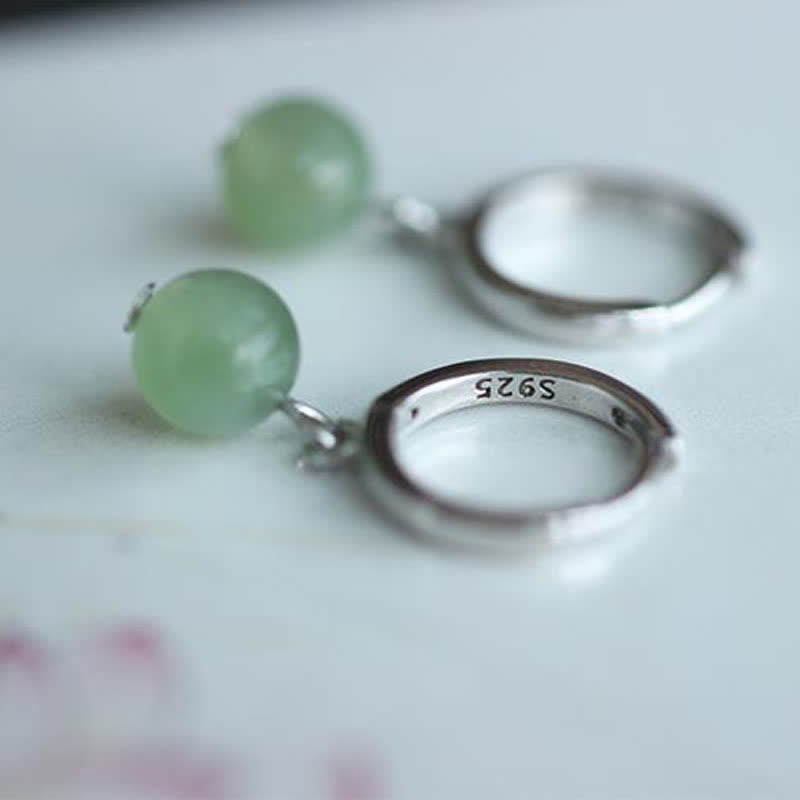 Carmiora Runde Jade Perlen Wohlstand Ohrringe
