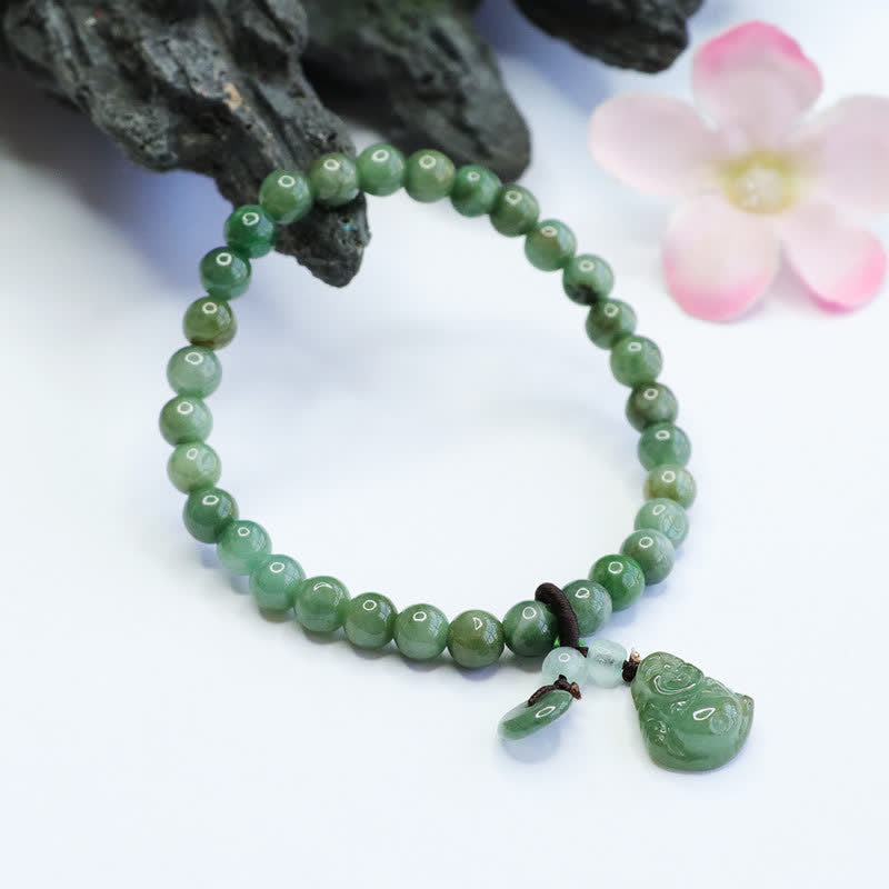Carmiora Lachender Buddha Cyan Jade Heilarmband