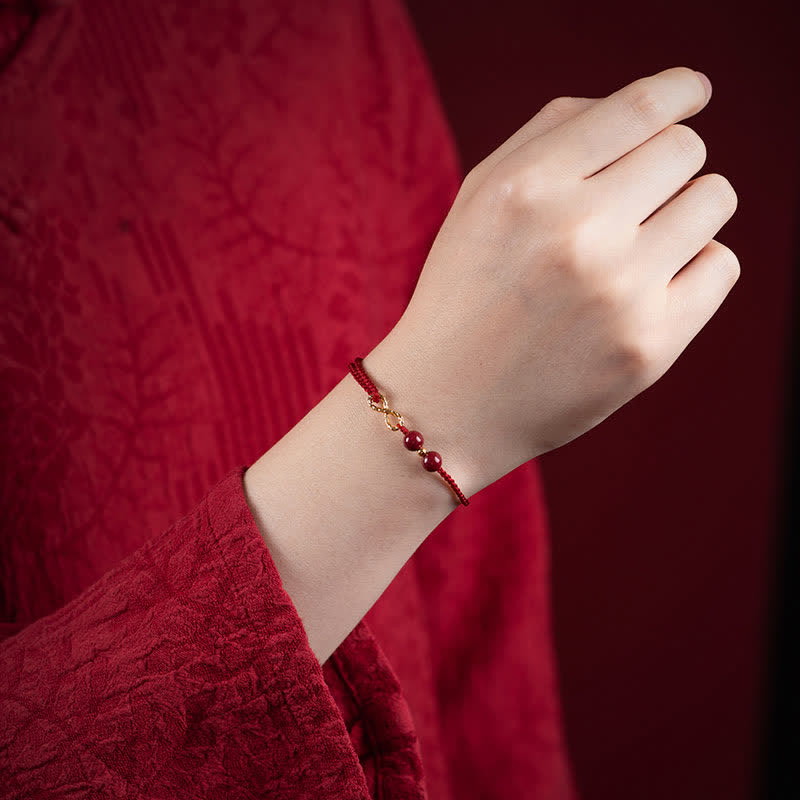 Carmiora Cinnabar Blessing Red String 14K Gold Infinity Symbol Armband Fußkettchen