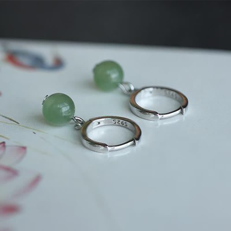 Carmiora Runde Jade Perlen Wohlstand Ohrringe