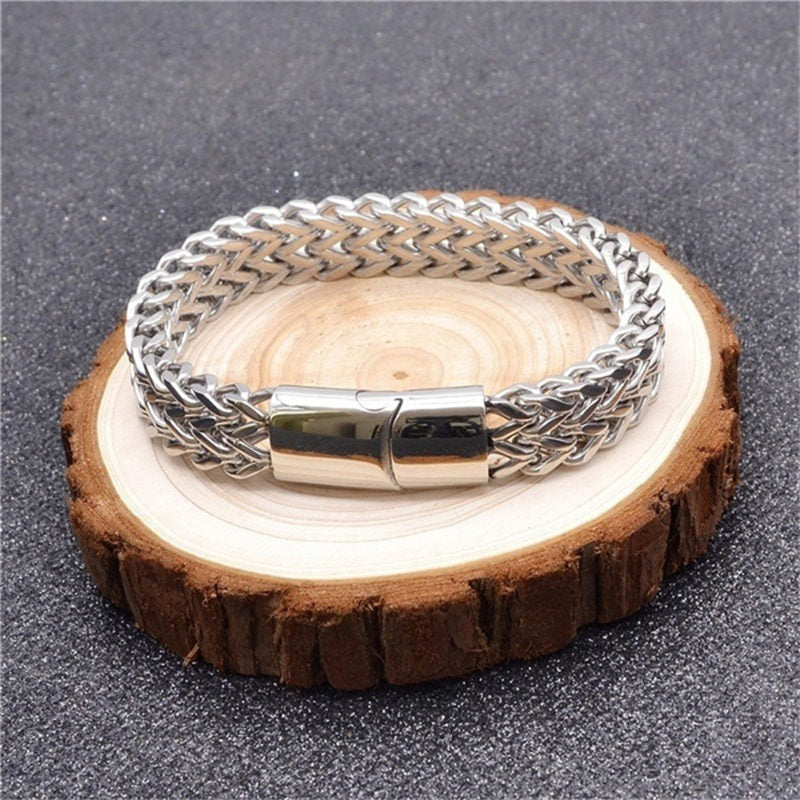 Carmiora Fischschuppen-Armband mit magnetischer Schnalle, Titanstahl, Balance-Armband